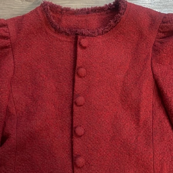 Club Monaco Blazer Cropped Puff-Shoulder Burgundy Blazer Jacket NWT - Picture 5 of 9